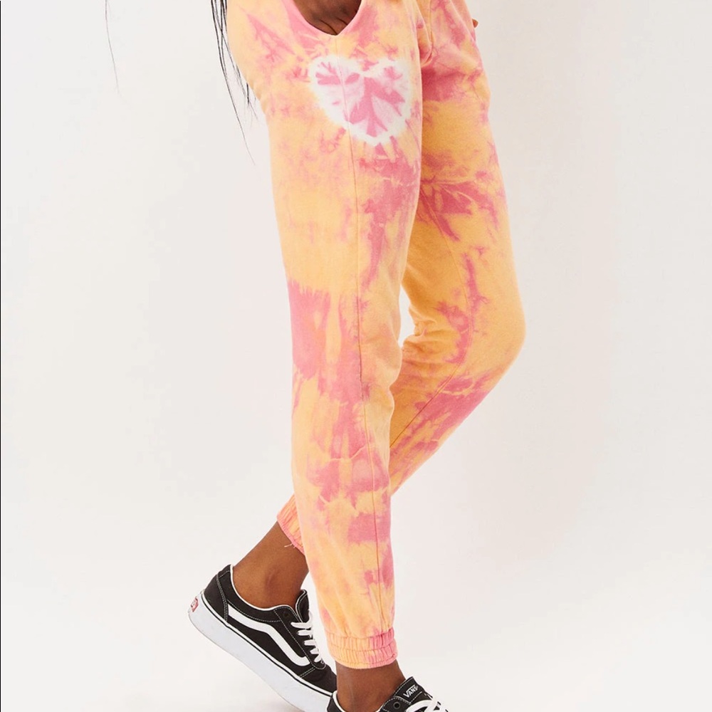 Frankie's Bikinis Pink and Orange Tie-Dye Joggers